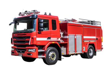 Fire engine on transparent background for emergency services design projects and fire safety awareness campaigns in high-resolution PNG format