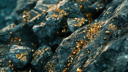 the raw charm of gold ore, featuring close-up shots of its golden flecks embedded in rough rock.