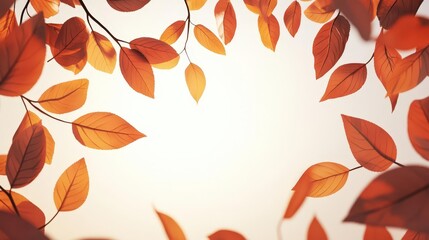 Fototapeta premium Soft warm light filtering through autumn leaves, evoking nostalgia, 3D illustration