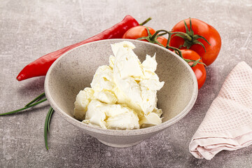 Soft Philadephia cheese in the bowl