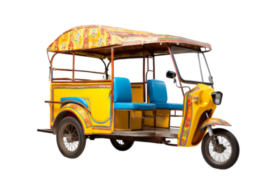 Detailed png illustration of a modern pedicab with transparent background for versatile use in urban transportation and eco-friendly design projects