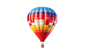 Obraz premium Vibrant hot-air balloon isolated on transparent background PNG for creative design projects and travel-themed visual content
