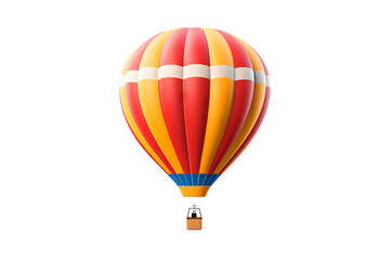 Fototapeta premium Vibrant hot-air balloon isolated on transparent background PNG for creative design projects and travel-themed visual content