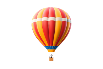 Vibrant hot-air balloon isolated on transparent background PNG for creative design projects and travel-themed visual content