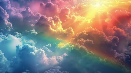 Fototapeta premium the vibrant colors of aerial clouds during a rainbow