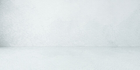 Obraz premium Empty white concrete room background, Perspective white gradient concrete room for interior background, backdrop, White cement room with space for product display mockup, template