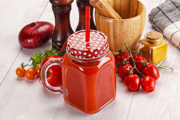 Fresh Tomato juice in the glass