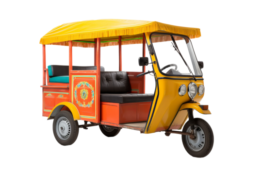 Detailed png illustration of a modern pedicab with transparent background for versatile use in urban transportation and eco-friendly design projects