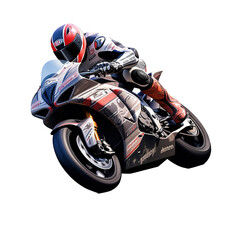 Realistic picture of MotoGP motorcycle race on transparent background, png	