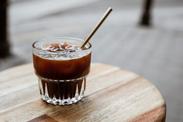 Cold brew black iced coffee in a glass