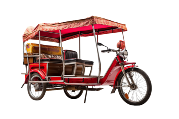 Detailed png illustration of a modern pedicab with transparent background for versatile use in urban transportation and eco-friendly design projects