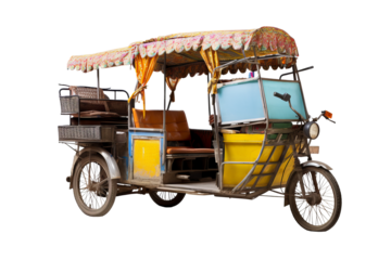 Detailed png illustration of a modern pedicab with transparent background for versatile use in urban transportation and eco-friendly design projects