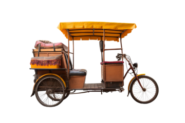 Detailed png illustration of a modern pedicab with transparent background for versatile use in urban transportation and eco-friendly design projects