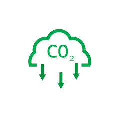 CO2 emissions icon vector in line stroke on white background .Cloud co2 reduction icon