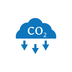 CO2 emissions icon vector in line stroke on white background .Cloud co2 reduction icon