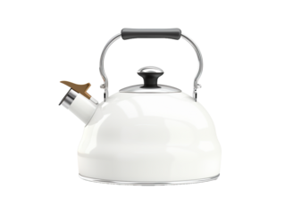White Kettle  on transparent background, png	