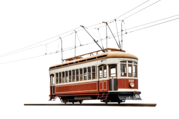 Rope-tram vehicle isolated on transparent background, PNG format for urban transportation design and 3d rendering projects