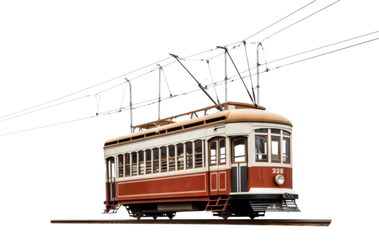 Rope-tram vehicle isolated on transparent background, PNG format for urban transportation design and 3d rendering projects