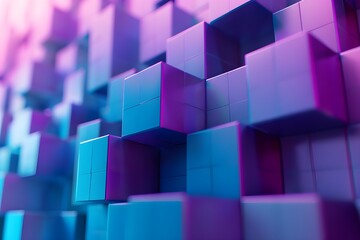 Obraz premium Abstract 3D Cubes in Blue and Purple Hues