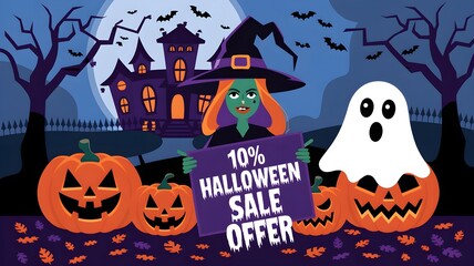 Halloween Sale Off 10% Poster.