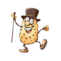 Happy Potato Gentleman Cartoon.