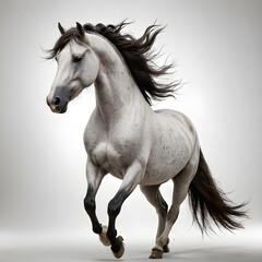 Fototapeta premium graceful horse with mane blowing, isolated on white background