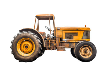 Obraz premium High-resolution PNG of a classic farm tractor isolated on transparent background for agricultural and farming design projects, ideal for creating realistic rural landscapes and farm equipment