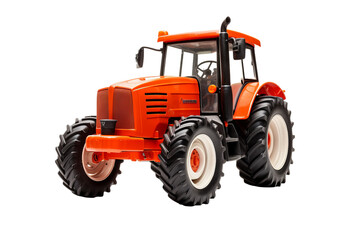Obraz premium High-resolution PNG of a classic farm tractor isolated on transparent background for agricultural and farming design projects, ideal for creating realistic rural landscapes and farm equipment