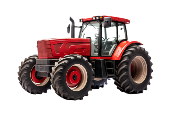 High-resolution PNG of a classic farm tractor isolated on transparent background for agricultural and farming design projects, ideal for creating realistic rural landscapes and farm equipment