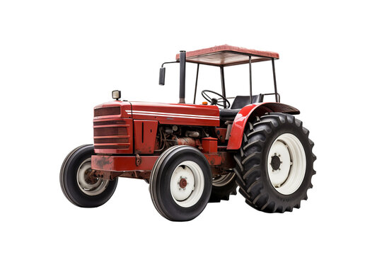 Fototapeta High-resolution PNG of a classic farm tractor isolated on transparent background for agricultural and farming design projects, ideal for creating realistic rural landscapes and farm equipment