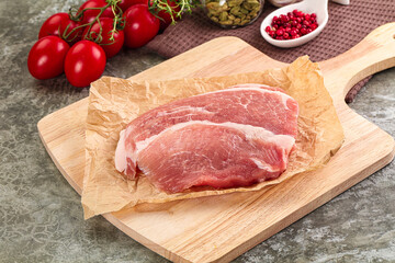 Raw pork steak for cooking