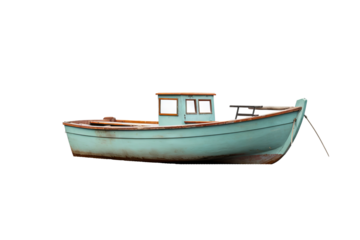 High-resolution PNG of a classic wooden boat isolated on transparent background for nautical-themed designs and projects