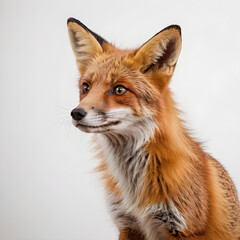 Obraz premium curious red fox sniffing the air, isolated on white background