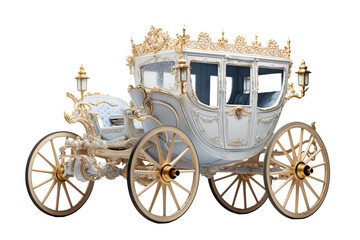 Elegant vintage carriage on transparent background isolated in PNG format, perfect for historical illustrations, antique-themed designs, and creative graphic projects classic horse-drawn vehicle