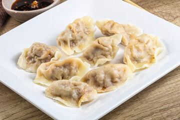Asian steamed dumplings with meat