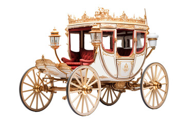 Fototapeta premium Elegant vintage carriage on transparent background isolated in PNG format, perfect for historical illustrations, antique-themed designs, and creative graphic projects classic horse-drawn vehicle