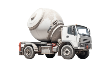 Isolated cement mixer on transparent background for construction and industrial design projects, ideal for integrating into architectural visualizations and creative presentations