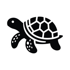 Turtle black silhouette vector with white background.