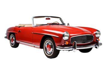 Convertible car isolated on transparent background, png format showcasing sleek modern vehicle design ideal for digital illustrations, automotive advertisements, and design projects needing versatile 