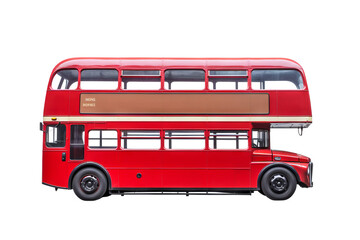 High-quality png image of a classic red double-decker bus isolated on transparent background for urban transportation designs and digital artwork projects