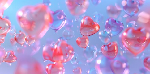 A whimsical heart wallpaper with multiple small hearts floating upwards like bubbles