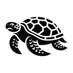 Turtle black silhouette vector with white background.