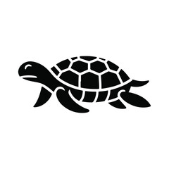 Turtle black silhouette vector with white background.