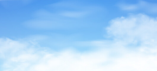 Obraz premium Blue sky with white clouds. Nature landscape with sunny clear day with clouds on the horizon.