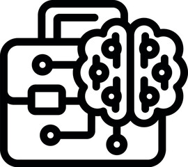 Briefcase icon is being merged with a brain, symbolizing the integration of artificial intelligence into business strategies