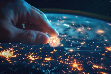 Energy saving concept on Earth Day with power button background.