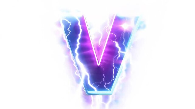 Vivid Neon Letter V With Electric Effects in a Vibrant Display Generative AI