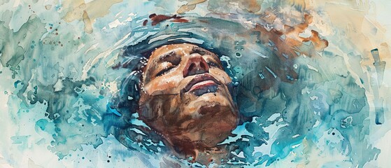 Dynamic watercolor portrayal of a baptism