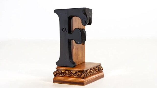 Intricately Designed Letter F With Black Accents and Ornate Base Generative AI