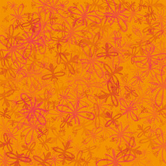 swarm midges flying in the air, hand-drawn, orange  vector background